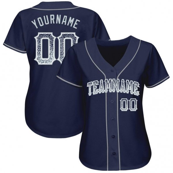 Men's Custom Navy Silver-White Authentic Drift Fashion Baseball Jersey