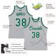 Men's Custom Silver Gray Kelly Green-White Authentic Throwback Basketball Jersey