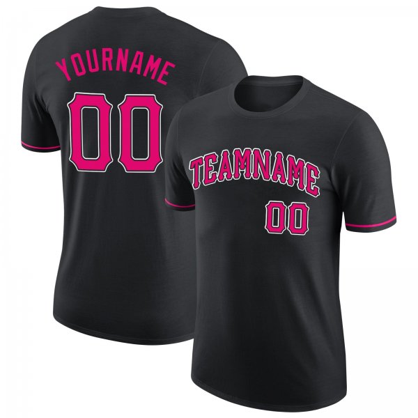 Men's Custom Black Pink-White Performance T-Shirt