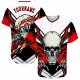 Men's Custom White Red-Black 3D "Skull" Authentic Baseball Jersey