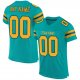 Men's Custom Aqua Gold-Black Mesh Authentic Football Jersey