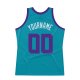 Men's Custom Teal Purple-White Authentic Throwback Basketball Jersey