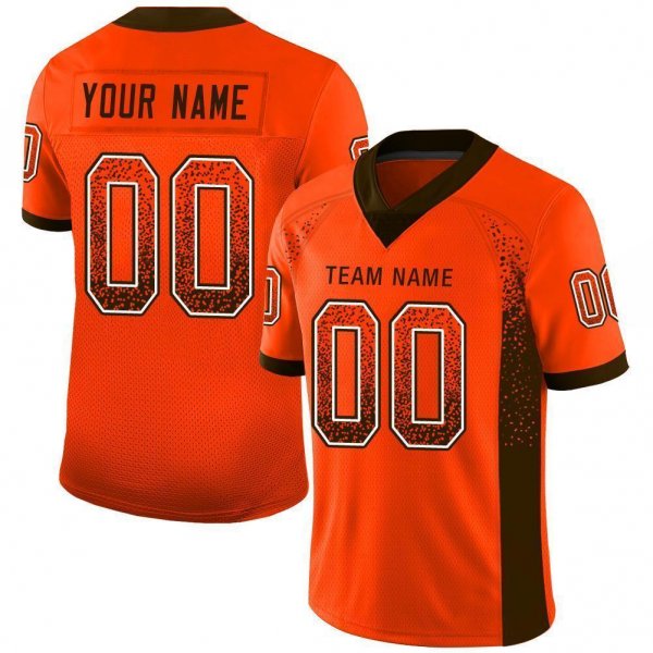 Men's Custom Orange Brown-White Mesh Drift Fashion Football Jersey