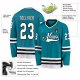 Men's Custom Teal White-Black Hockey Jersey