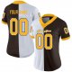 Men's Custom Brown Gold-White Mesh Split Fashion Football Jersey