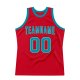 Men's Custom Red Teal-Black Authentic Throwback Basketball Jersey