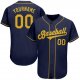 Men's Custom Navy Gold Authentic Baseball Jersey