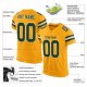 Men's Custom Gold Green-White Mesh Authentic Football Jersey