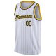 Men's Custom White Navy Pinstripe Navy-Gold Authentic Basketball Jersey