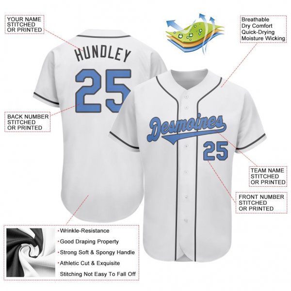 Men's Custom White Light Blue-Dark Gray Authentic Father's Day Baseball Jersey