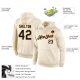 Men's Custom Stitched Cream Navy-Gold Sports Pullover Sweatshirt Hoodie