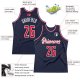 Men's Custom Navy Red-White Authentic Throwback Basketball Jersey