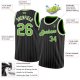 Men's Custom Black White Pinstripe Neon Green-White Authentic Basketball Jersey