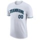 Men's Custom White Navy-Aqua Performance T-Shirt