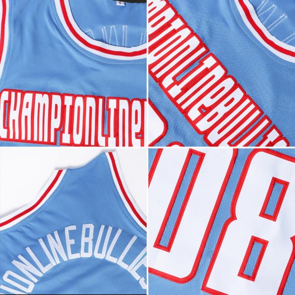 Men's Custom Light Blue White-Red Authentic Throwback Basketball Jersey