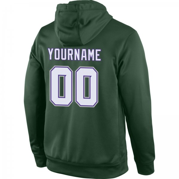 Men's Custom Stitched Green White-Purple Sports Pullover Sweatshirt Hoodie