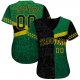 Men's Custom Graffiti Pattern Black-Green 3D "Jamaica" Authentic Baseball Jersey