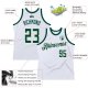 Men's Custom White Hunter Green-Cream Authentic Throwback Basketball Jersey