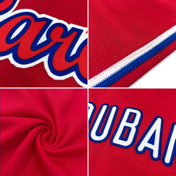 Men's Custom Red White-Royal Authentic Throwback Rib-Knit Baseball Jersey Shirt