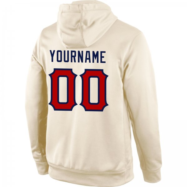 Men's Custom Stitched Cream Red-Navy Sports Pullover Sweatshirt Hoodie