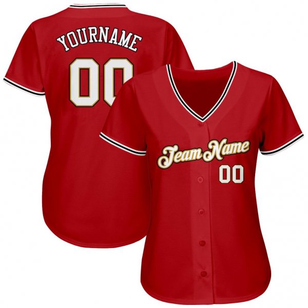 Men's Custom Red White-Old Gold Authentic Baseball Jersey