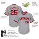 Men's Custom Gray Red-Black Authentic Throwback Rib-Knit Baseball Jersey Shirt