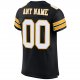 Men's Custom Black White-Gold Mesh Authentic Football Jersey