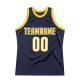 Men's Custom Navy White-Gold Authentic Throwback Basketball Jersey