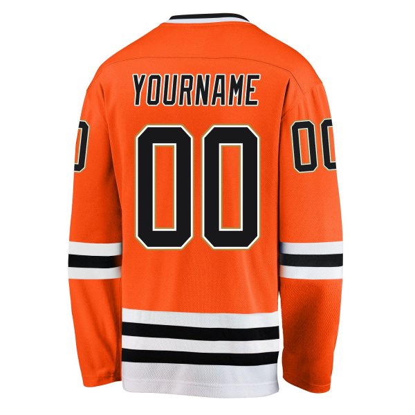 Men's Custom Orange Black-White Hockey Jersey