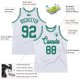 Men's Custom White Kelly Green Authentic Throwback Basketball Jersey