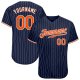 Men's Custom Navy White Pinstripe Orange-White Authentic Baseball Jersey