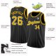 Men's Custom Black White Pinstripe Gold-White Authentic Basketball Jersey