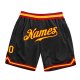 Men's Custom Black Gold-Red Authentic Throwback Basketball Shorts