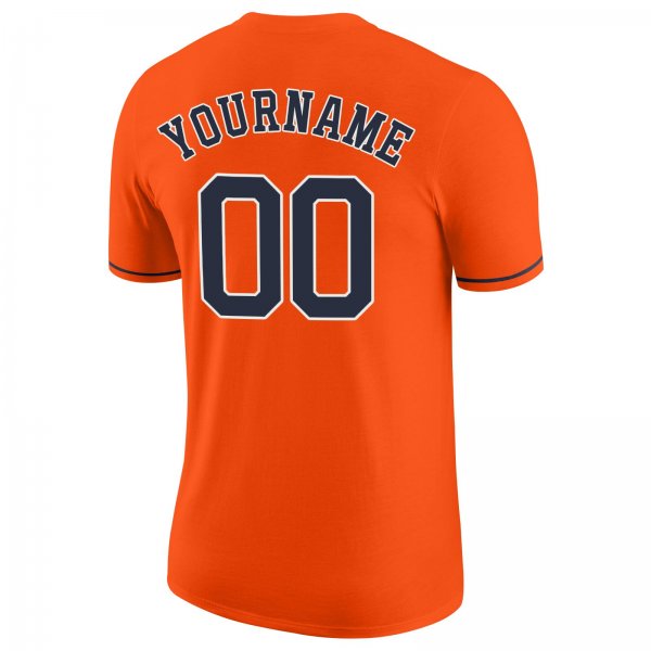 Men's Custom Orange Navy-White Performance T-Shirt