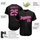 Men's Custom Black Pink-White Authentic Baseball Jersey