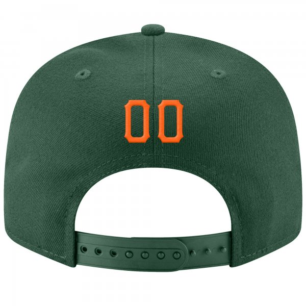 Custom Green Orange-White Stitched Adjustable Snapback Hat