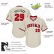 Men's Custom Cream Red-Black Authentic Throwback Rib-Knit Baseball Jersey Shirt