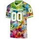 Men's Custom Graffiti Pattern-White Neon Green 3D Mesh Authentic Throwback Football Jersey