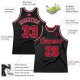 Men's Custom Black Red-White Authentic Throwback Basketball Jersey