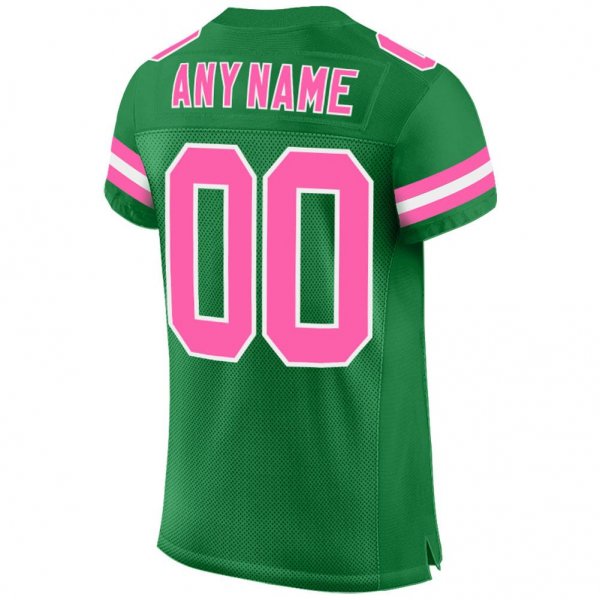 Men's Custom Kelly Green Pink-White Mesh Authentic Football Jersey