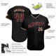 Men's Custom Black Crimson-Khaki Authentic Baseball Jersey