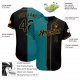 Men's Custom Aqua-Black Old Gold Authentic Split Fashion Baseball Jersey