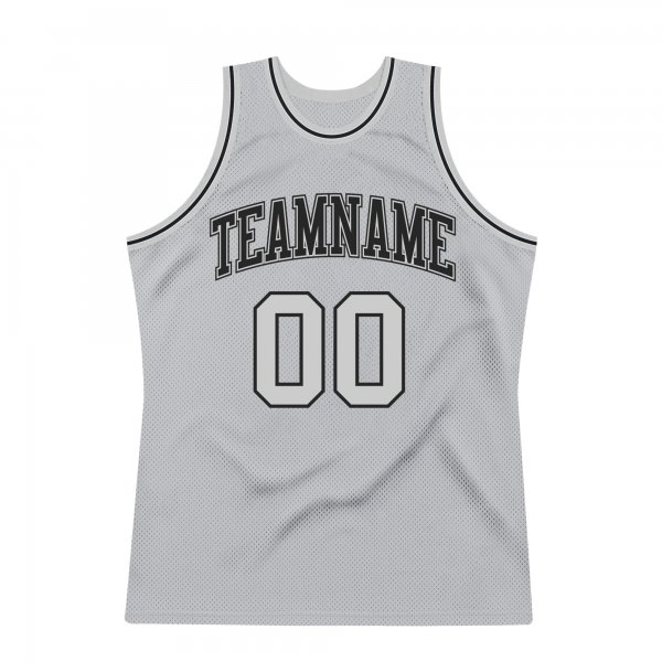 Men's Custom Silver Gray Silver Gray-Black Authentic Throwback Basketball Jersey