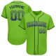 Men's Custom Neon Green Navy-Gray Authentic Drift Fashion Baseball Jersey