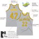 Men's Custom Silver Gray Gold-Black Authentic Throwback Basketball Jersey