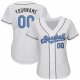 Men's Custom White Light Blue-Dark Gray Authentic Father's Day Baseball Jersey