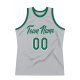 Men's Custom Silver Gray Kelly Green-White Authentic Throwback Basketball Jersey