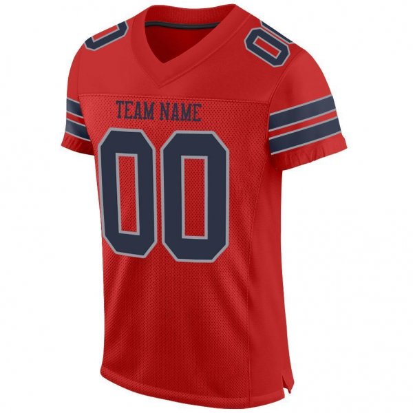 Men's Custom Scarlet Navy-Light Gray Mesh Authentic Football Jersey