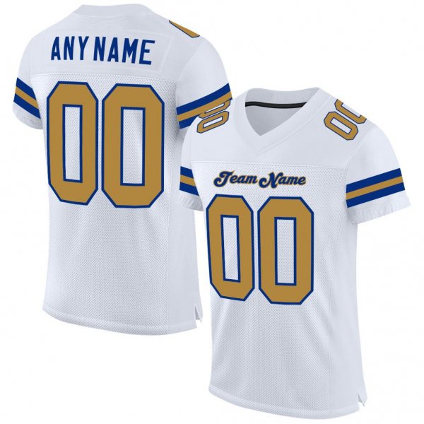 Men's Custom White Old Gold-Royal Mesh Authentic Football Jersey