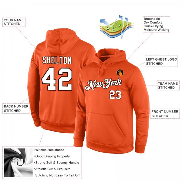 Men's Custom Stitched Orange White-Brown Sports Pullover Sweatshirt Hoodie